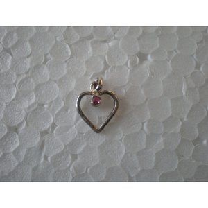 NIP Delicate Sterling Silver Genuine Ruby Heart Pendant 3/8" .925 Purity